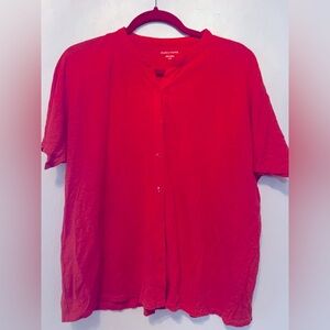 Eileen Fisher Coral Orange Button Down Blouse Sz M